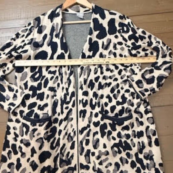 Chico’s Leopard Print Open Front Cardigan Sweater Jacket Women’s Size 3 (XL/16) - Picture 10 of 14